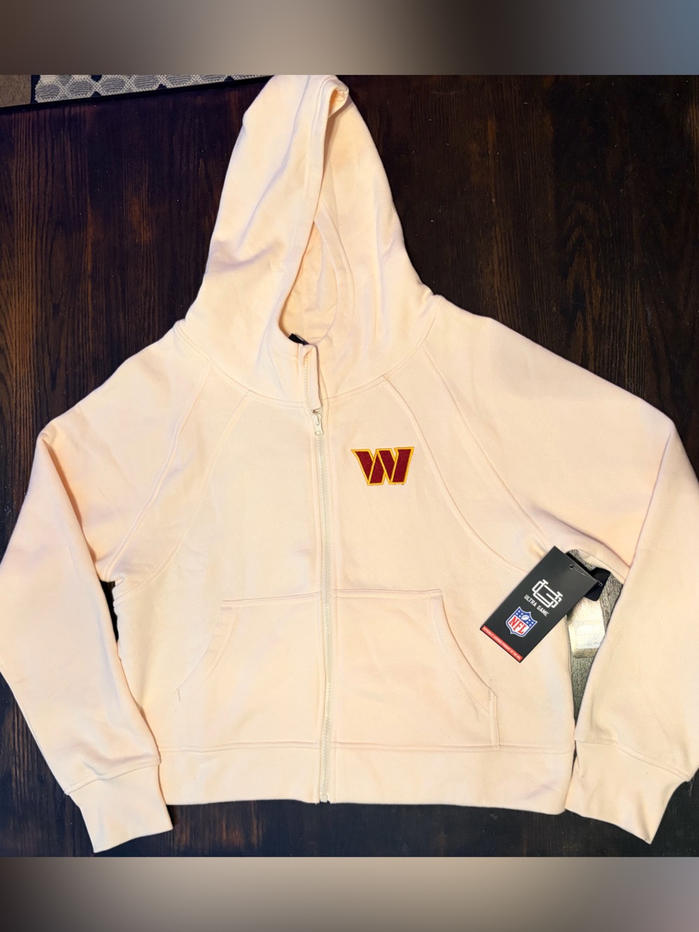 NFL Women's Pale Peach Full-Zip Hoodie with Embroidered 'W' Logo